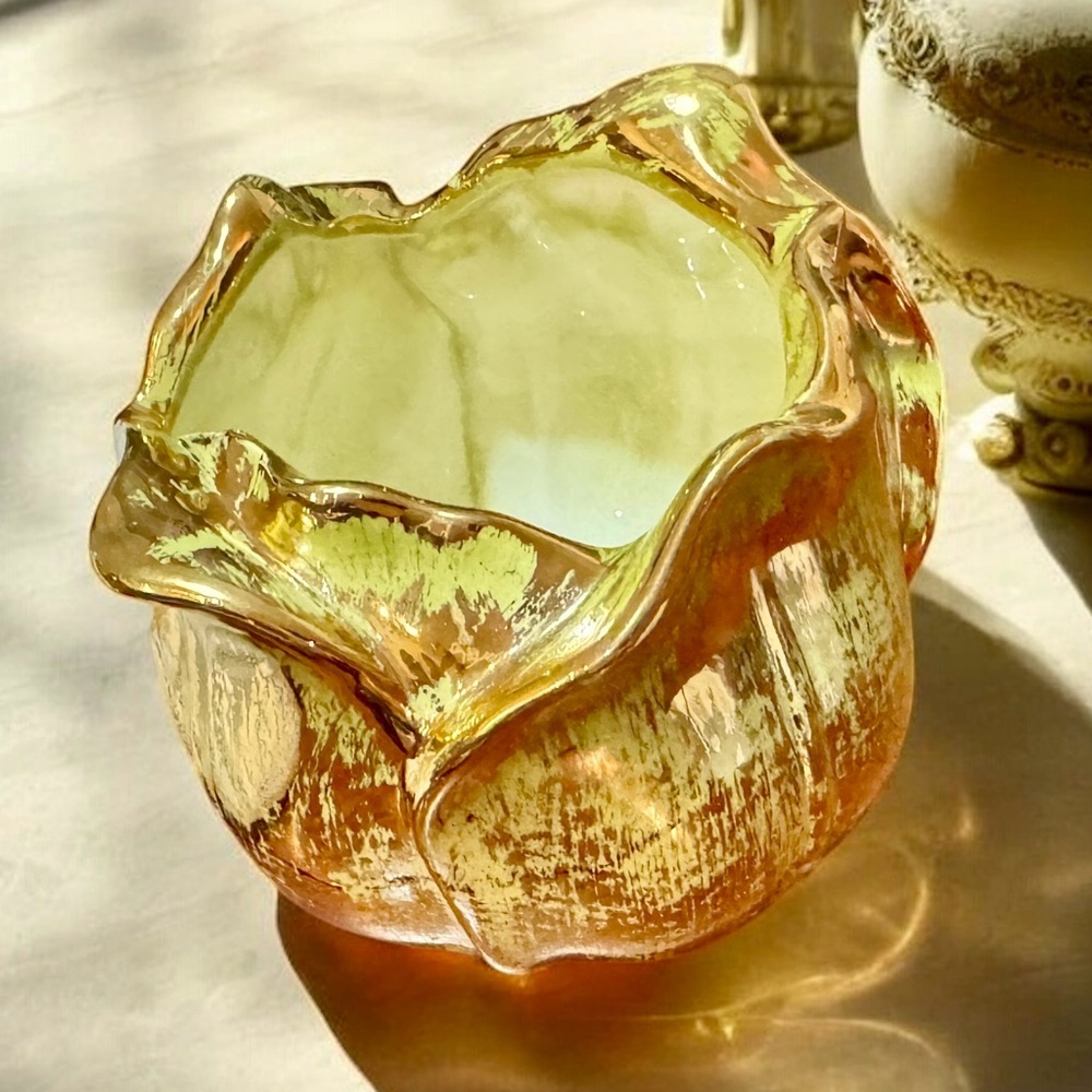 Rare Stangl Pottery MCM Avocado Green 24k Hand Painted Vase - Picture 4 of 15